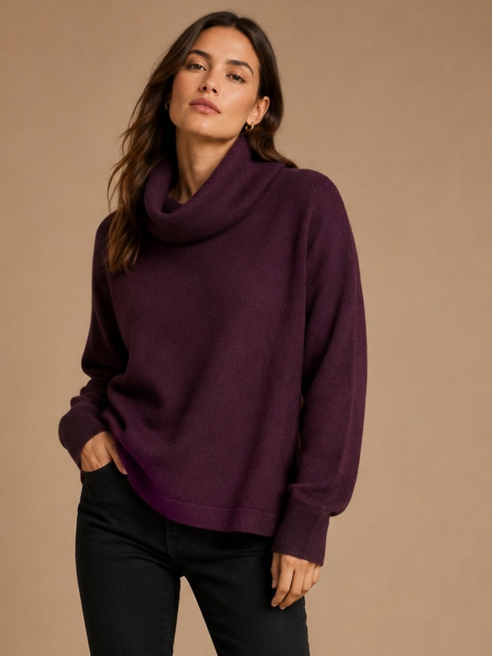 French Connection Burgundy Oversized Cowl Neck Sweater Size Large